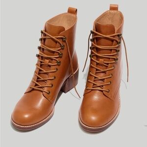Madewell the Patti Brown Leather Lace-Up Boots